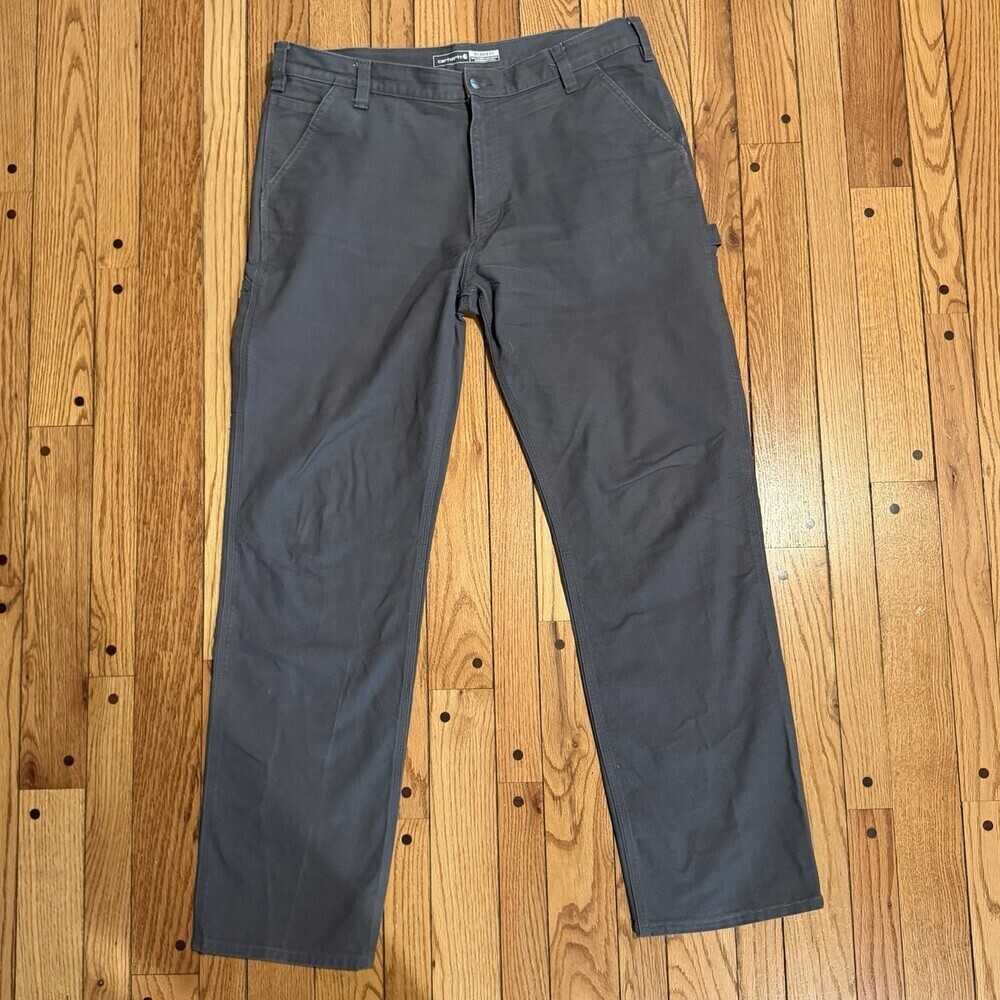 Carhartt Relaxed Straight Rugged Flex Duck Dungaree 38x34 103279 Gravel Gray - Picture 2 of 10